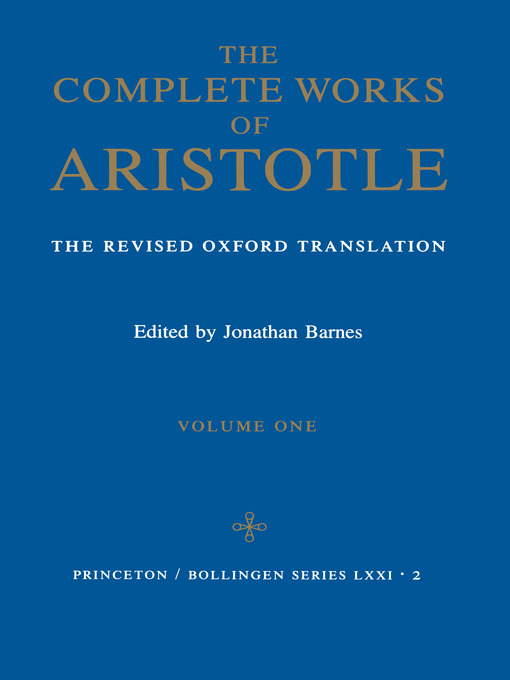 Cover image for The Complete Works of Aristotle, Volume One